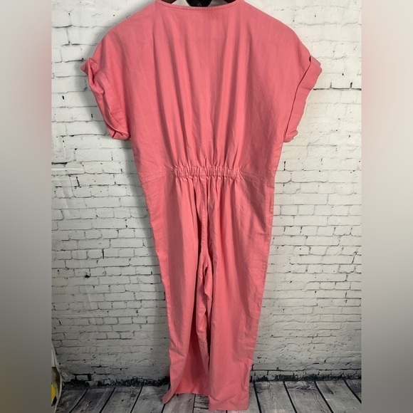 Madewell Womens Coverall Button Up Jumpsuit Pink Wide Legs Pockets Size 4 - Picture 10 of 12